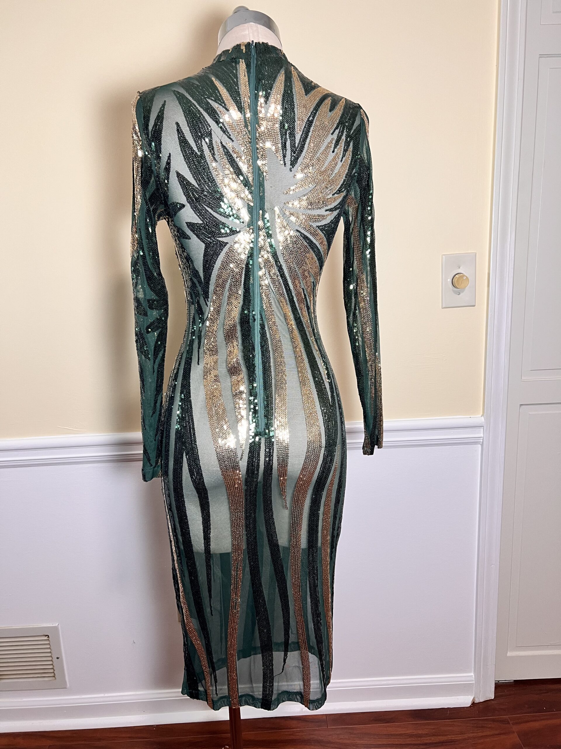 Green Sequins Dress - Image 2